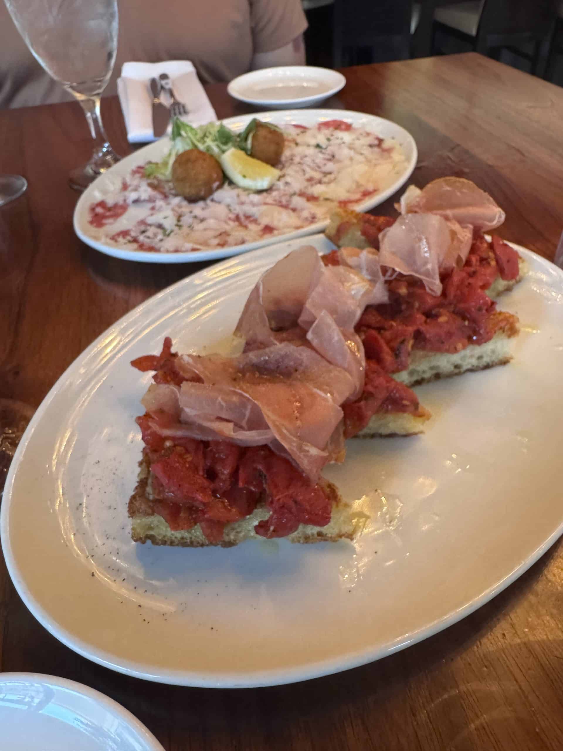 Bruschetta and Wagyu Tartar at Martini Modern Italian in Columbus