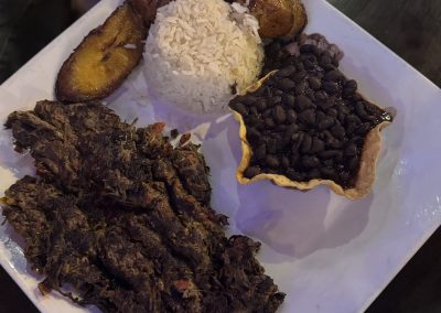 Fronteras Restaurant - Traditional Cuban dish, Vaca Frita with black beans, rice, and fried plantains on the side