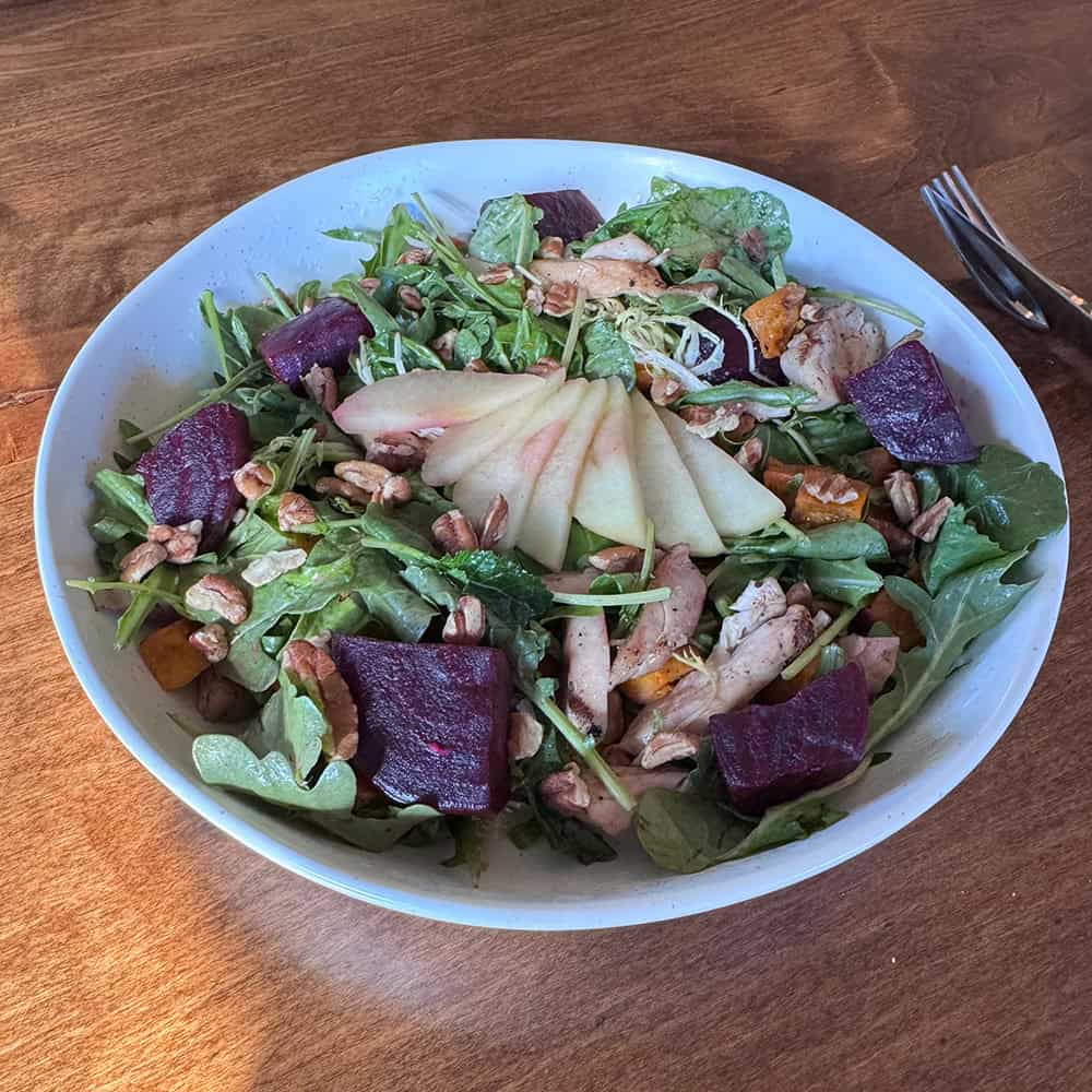 Mixed Poached Apple Salad Exterior of Open Air School, home of Understory in Columbus OH